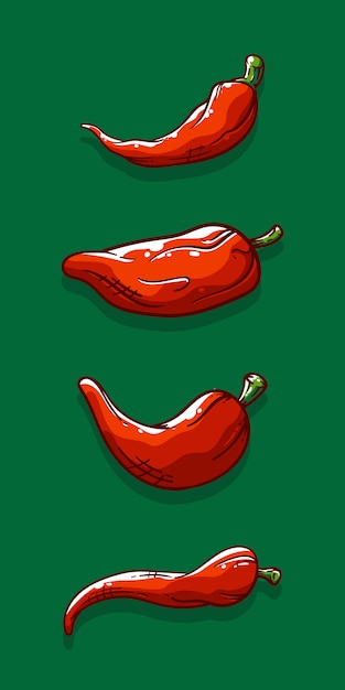 Forma diferente de ilustración de chiles rojos