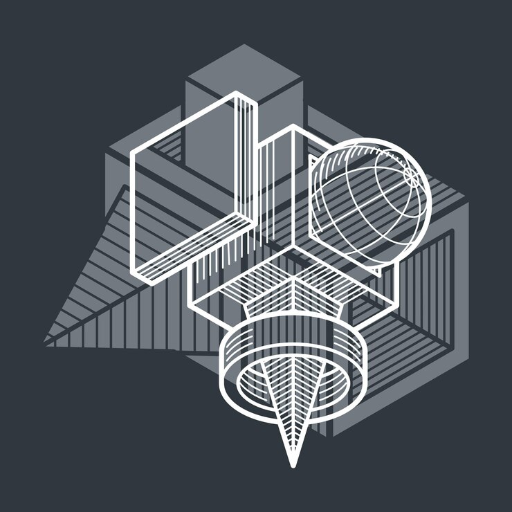 Vector forma dimensional del vector abstracto isométrico, figura poligonal