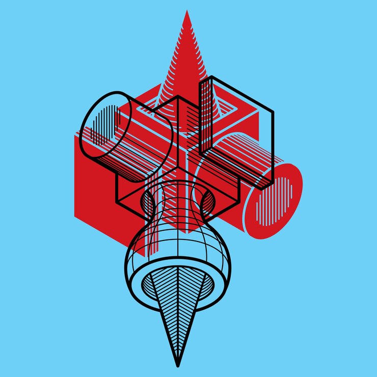 Vector forma dimensional del vector abstracto isométrico, figura poligonal