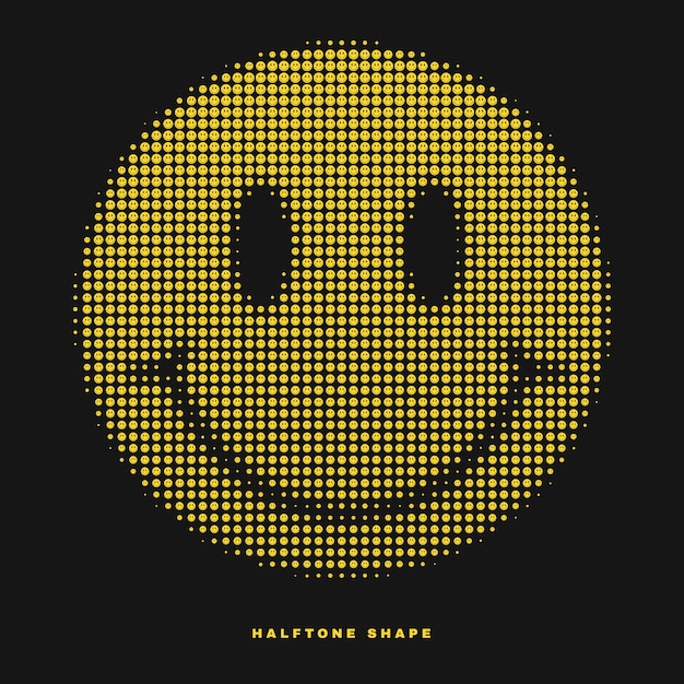 Forma de emoticon de sonrisa de medio tono vectorial