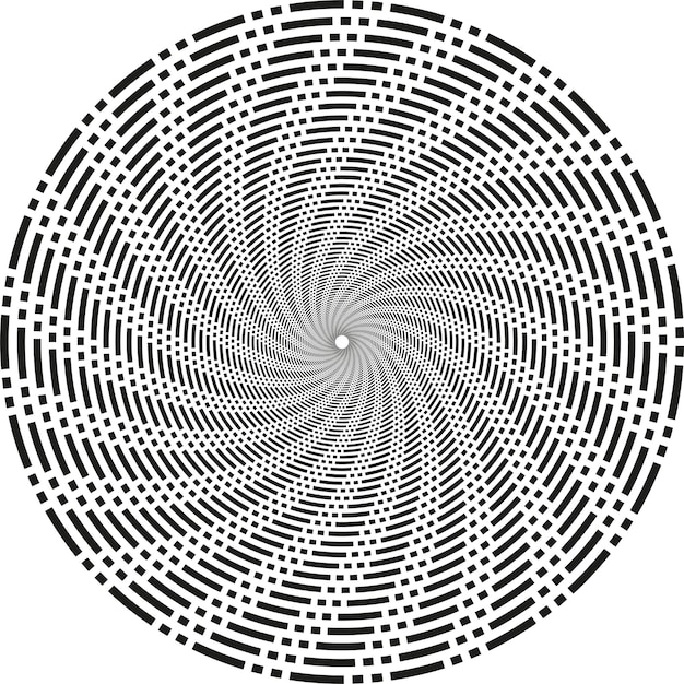 Forma espiral punteada Patrón circular negro Icono de ilusión óptica Forma abstracta vectorial