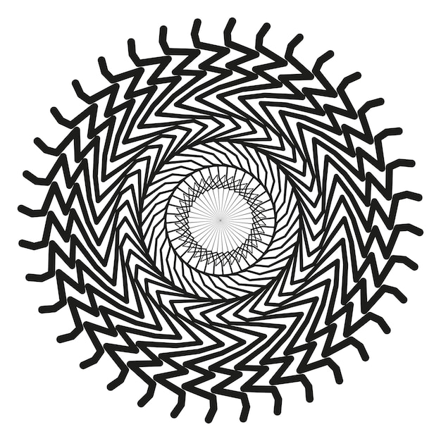 Forma de espiral puntiaguda Patrón de hoja afilada Ilusión óptica redonda Diseño abstracto vectorial