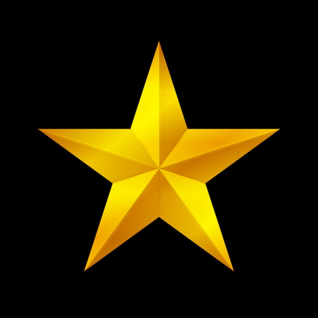 Vector forma de estrella de oro aislada sobre fondo negro