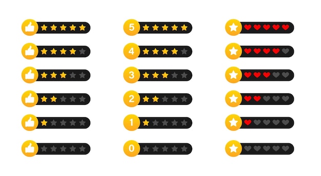 Forma de estrellas de clasificación Cinco estrellas Símbolo de clasificación Pulgares arriba Insignia de buena calidad Marcar