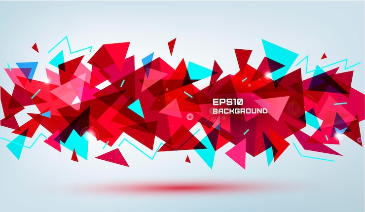 Vector forma de faceta 3d geométrica abstracta de vector aislada. se utiliza para banners, web, folletos, anuncios, carteles, etc. fondo de estilo moderno de baja poli. rojo, multicolor