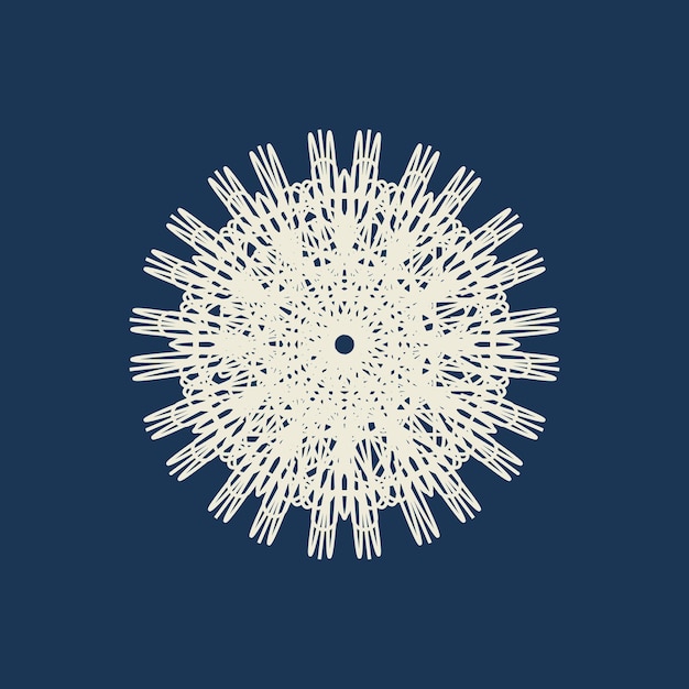 Forma de flor de copo de nieve sobre fondo azul oscuro