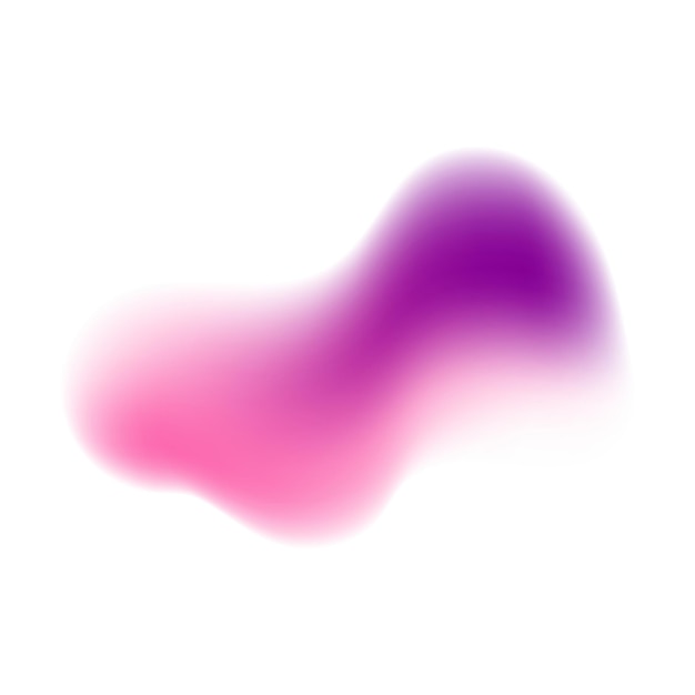 Forma fluida abstracta de color rosa y púrpura con efecto de gradiente en un fondo blanco