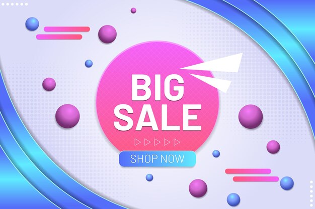 Forma fluida de fondo de gran venta con degradado azul y rosa