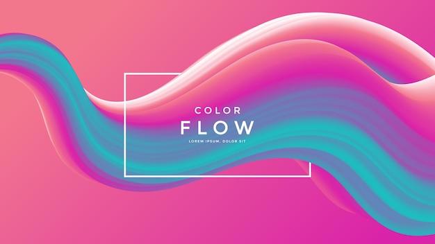 Forma de flujo 3d de diseño creativo. Fondos de onda líquida rosa. Composición de forma ondulada degradada