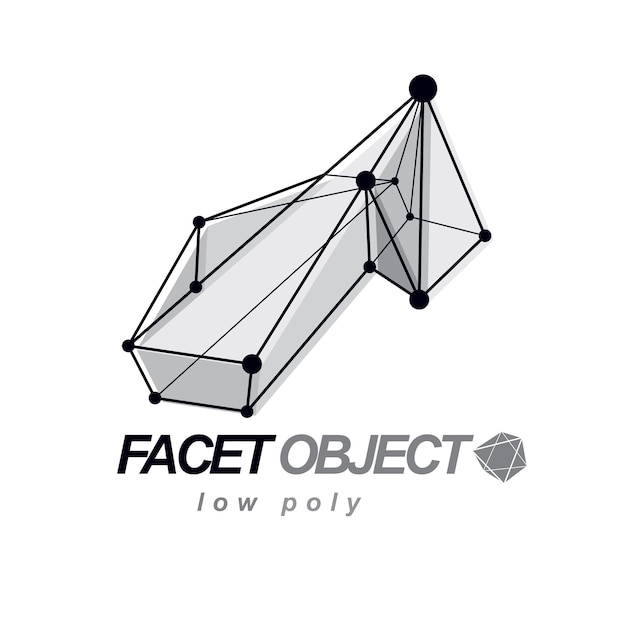 Forma geométrica 3d abstracta vectorial, figura poligonal. Emblema corporativo de tecnología.