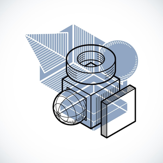 Forma geométrica 3d abstracta vectorial, figura poligonal.