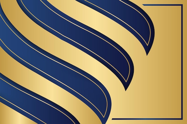 Forma geométrica abstracta fondo dorado azul con luz y sombra en capas 3D