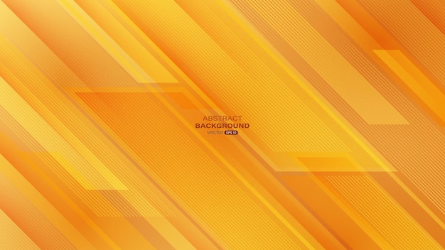 Forma geométrica abstracta naranja con fondo de rayas de líneas. Ilustración vectorial