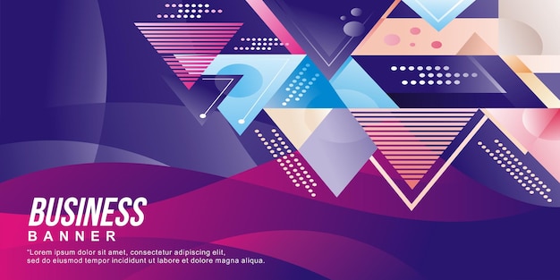 Forma geométrica de banner abstracto y vector de diseño ondulado