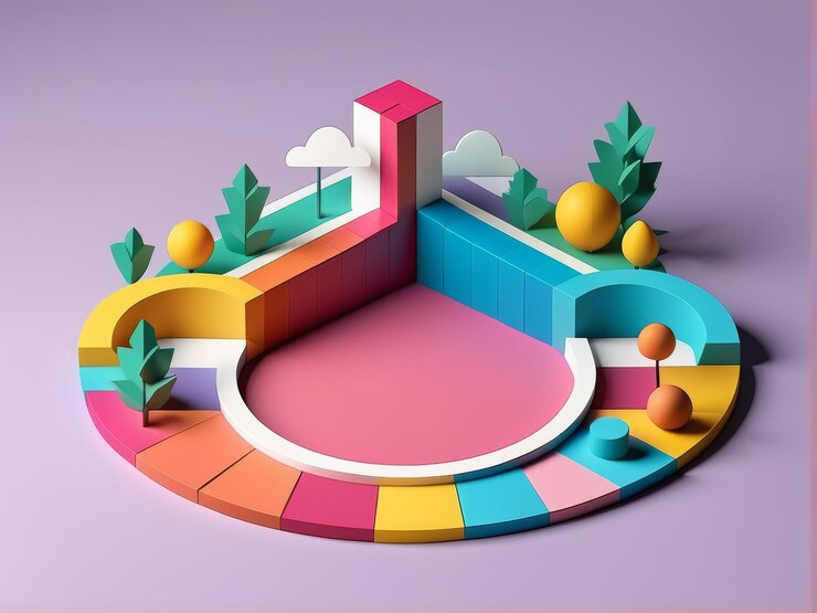 Vector forma geométrica colorida 3d render fondo abstracto 3d render diseño minimalista abstracto
