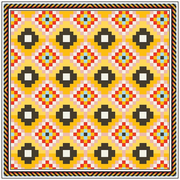 Forma geométrica cuadrada abstracta base de impresión retro bufanda retro colorida base vectorial de colocación de puntos