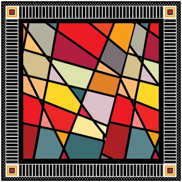 Forma geométrica cuadrada abstracta bufanda base de impresión retro colocación minimalista ilustración creativa