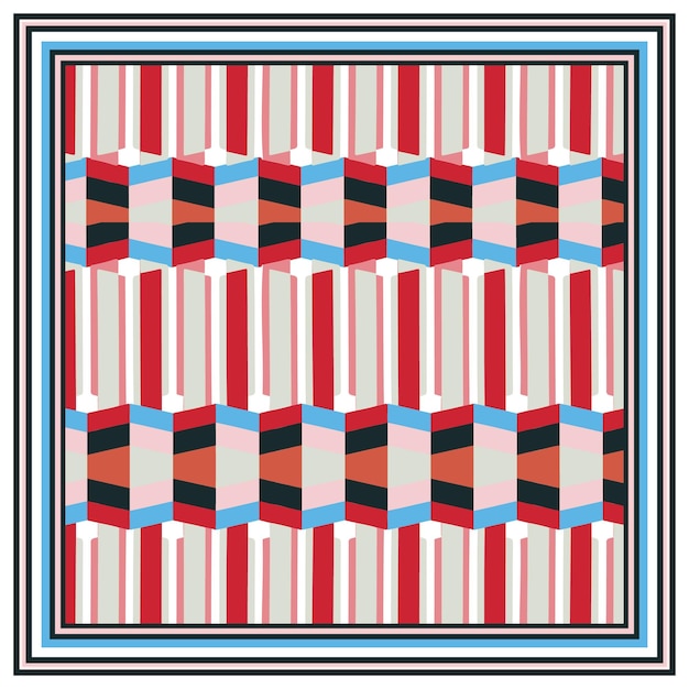 Forma geométrica cuadrada abstracta bufanda base de impresión retro colocación minimalista ilustración creativa