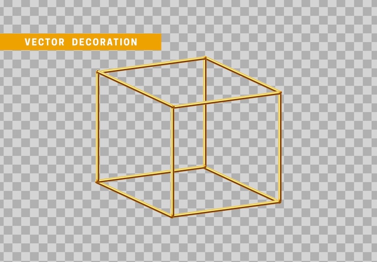 Vector forma geométrica del cubo de oro. cubo de objetos metálicos 3d. ilustración vectorial