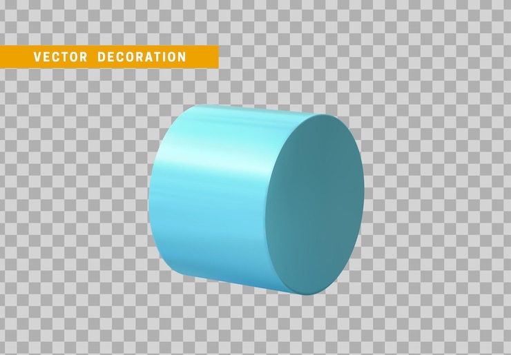 Vector forma geométrica de objetos 3d de cilindro. madera redonda aislada de color azul. ilustración vectorial