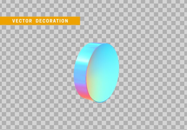 Forma geométrica de objetos 3d de cilindro. Madera redonda aislada con colorido degradado de color camaleón holograma. ilustración vectorial
