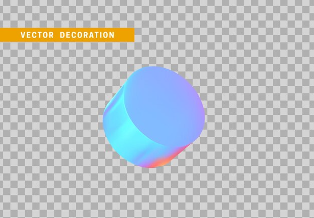 Forma geométrica de objetos 3d de cilindro. Madera redonda aislada con colorido degradado de color camaleón holograma. ilustración vectorial