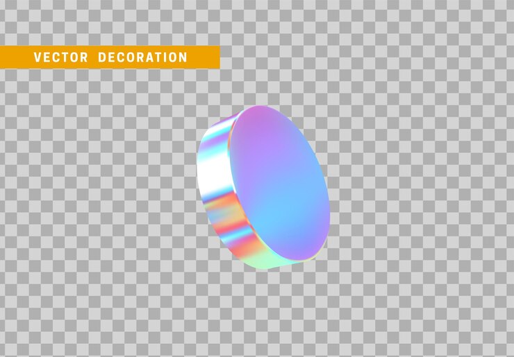 Vector forma geométrica de objetos 3d de cilindro. madera redonda aislada con colorido degradado de color camaleón holograma. ilustración vectorial