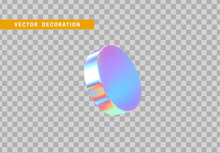 Vector forma geométrica de objetos 3d de cilindro. madera redonda aislada con colorido degradado de color camaleón holograma. ilustración vectorial