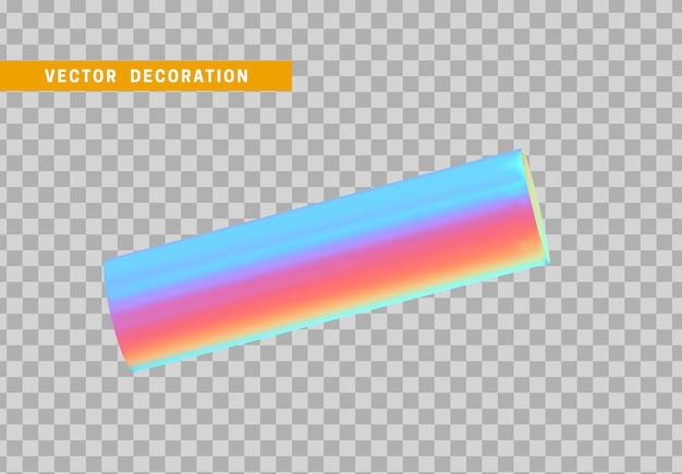 Forma geométrica de objetos 3d de cilindro. Madera redonda aislada con colorido degradado de color camaleón holograma. ilustración vectorial