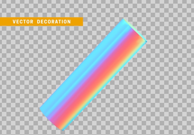 Vector forma geométrica de objetos 3d de cilindro. madera redonda aislada con colorido degradado de color camaleón holograma. ilustración vectorial