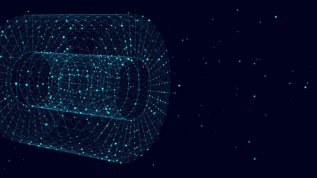 Forma geométrica vectorial futurista 3D con puntos y líneas Tecnología de estructura Conexión de red