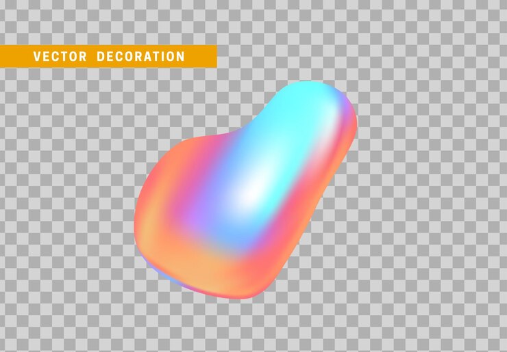 Vector forma gotas líquidas con degradado colorido. forma geométrica de objetos fluidos 3d abstractos. ilustración vectorial