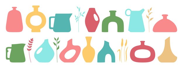 Forma de jarrón olla de cerámica jarra tarro botellas silueta conjunto acogedor hogar decoración hecha a mano boho cerámica forma