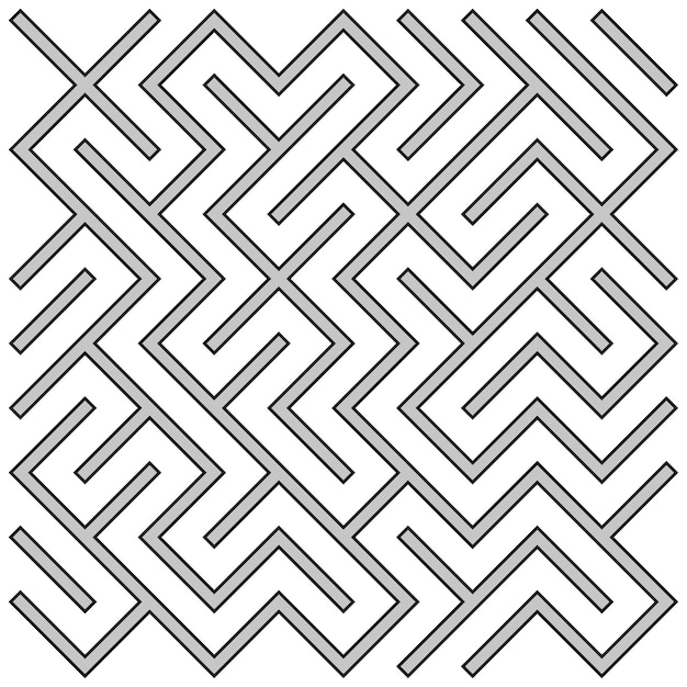 Forma de laberinto patrón vectorial gris símbolo de línea entrelazada estructura abstracta angular