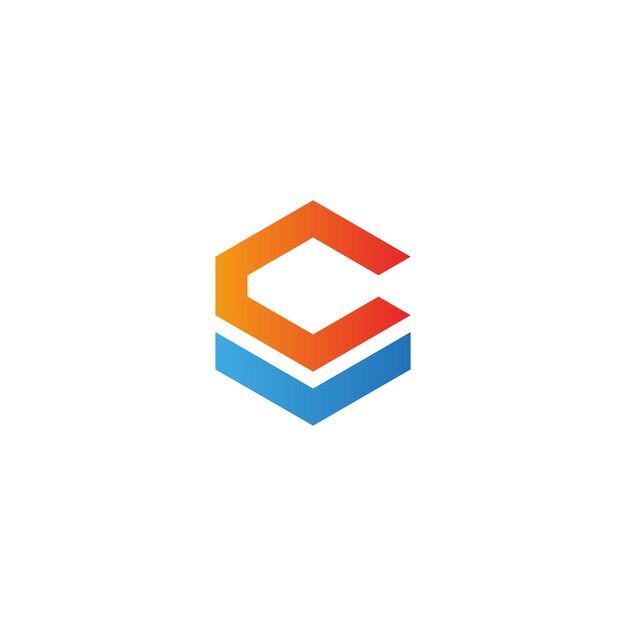 Forma letra c polígono color logo vector imagen