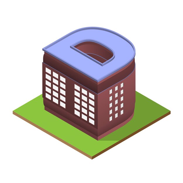 Forma de letra D de construcción isométrica