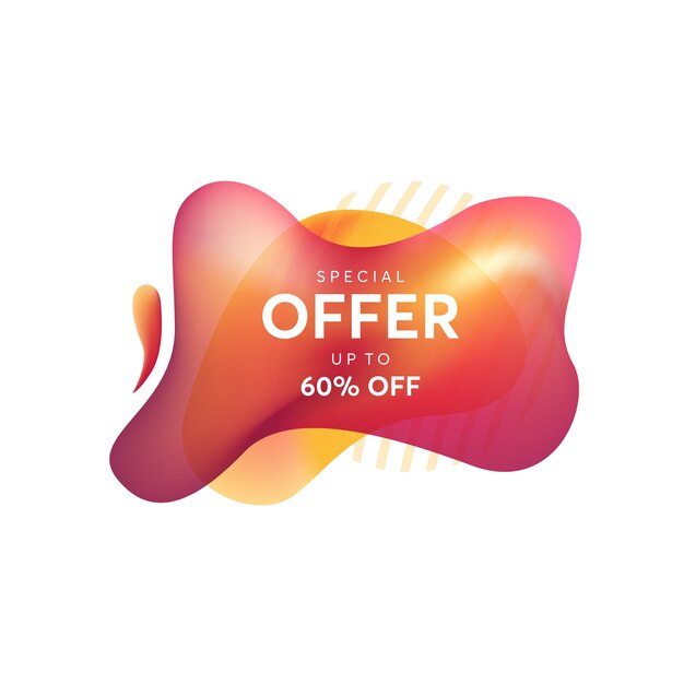Forma líquida abstracta con plantilla de texto de oferta especial. Banner de venta aislado