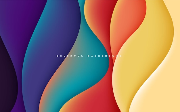 Forma líquida de fondo de capas de dimensión ondulada colorida abstracta