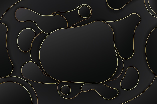 Forma líquida de fondo de lujo negro con degradado dorado y negro