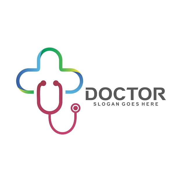 Forma médica cruzada y diseño de logotipo médico.