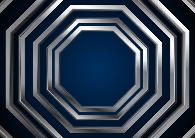 Forma metálica octogonal de fondo tecnológico abstracto