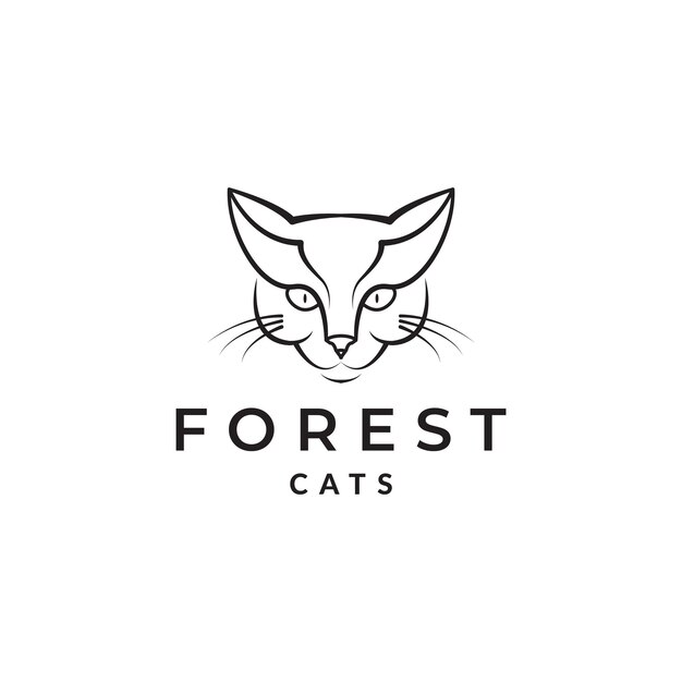 Forma moderna cara cabeza gato bosque logotipo símbolo icono vector gráfico diseño ilustración idea creativa