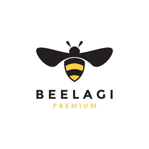 Forma moderna negro amarillo abeja miel logotipo símbolo icono vector gráfico diseño ilustración idea