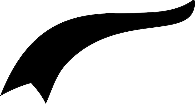 Forma negra dinámica con un cuerpo curvo que termina con una cola puntiaguda afilada efecto de movimiento de movimiento elemento de diseño gráfico