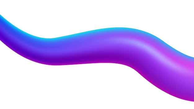 Forma de onda fluida 3D de gradiente liso púrpura aislado en ilustración vectorial de fondo blanco