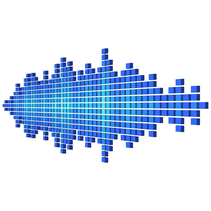 Vector forma de onda de sonido azul perspectiva hecha de cubos