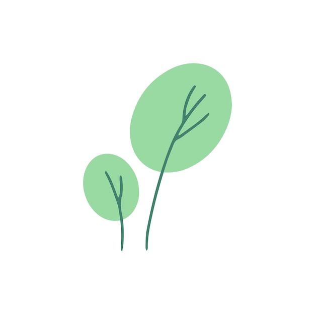 Forma orgánica del árbol de la planta verde Icono de moda moderno del follaje de la planta Ilustración vectorial natural plana con flores para la promoción publicitaria