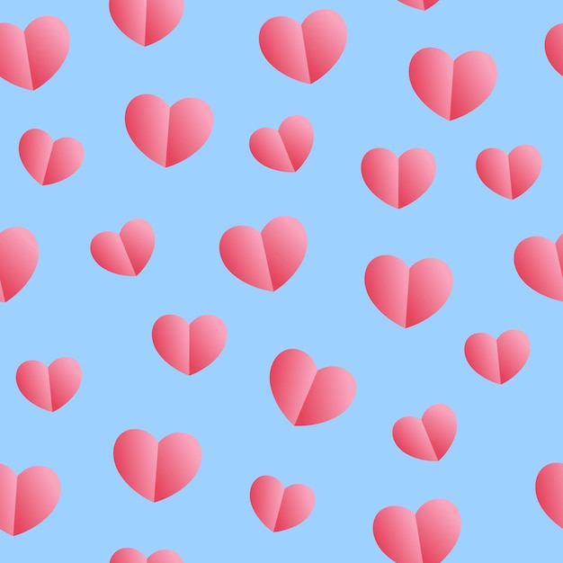 Forma de papel de patrón de corazón sobre fondo azul Corte de papel de amor rosa transparente