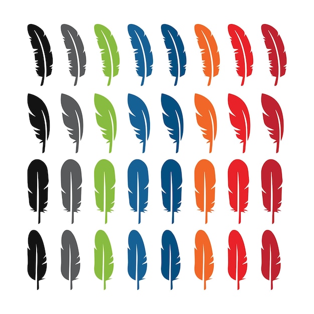 forma de pluma íconos de pluma de pájaro sin peso imagen vectorial
