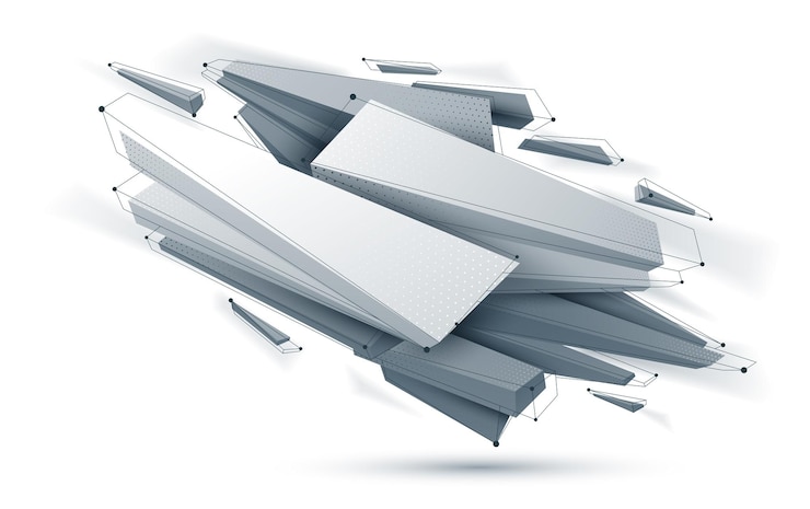 Vector forma poli abstracta baja aislada en vector blanco diseño de formas futuras arte poligonal temática tecnológica dinámica geométrica dimensional con líneas de malla